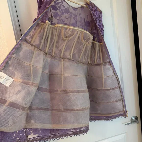 NWOT Bronx and Banco BOUQUET MARAYA LILAC LONG SLEEVE MINI DRESS - Picture 6 of 11